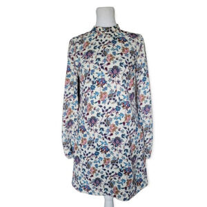 ZARA Antique Floral Print Cut Out Open Back Long Sleeve‎ Mini Dress Size XS